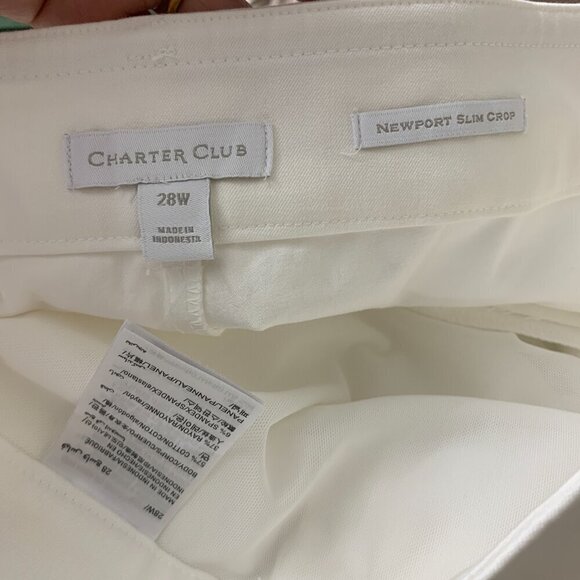 Charter Club Newport Tummy Slim Leg Crop Pant 28W in White - Picture 10 of 12